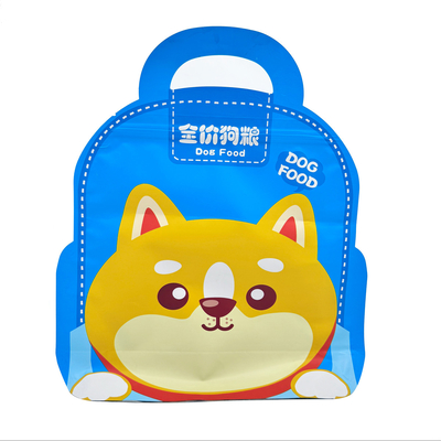 購入 可愛い青い学校バッグ 形 底が平らな 大きな袋 猫の食べ物 トリートメントの包装 ハンドルとジッパー online manufacture