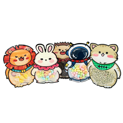 購入 カスタム デザイン 動物形 スタンドアップ ポケット ザイパー クリア ウィンドウ 子供 スナック,ドライフード,キャンディー,クッキー 梱包 online manufacture