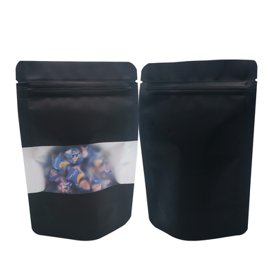 購入 謎めいた黒色マット 臭いがなく スタンドアップ Ziplock Mylar バッグ 窓付き お菓子 食品 スナック 収納 梱包 online manufacture