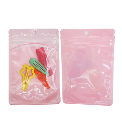 購入 カスタムプリント ピンク色 一面透明袋 プラスチック袋 ザイプ付き 吊り穴付き キャンディ,クッキー,アクセサリー online manufacture