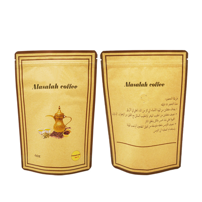 カスタム Deisgn 250g 薄膜で覆われたクラフト紙 コーヒー豆 / 粉末のためのバルブ付きスタンドアップコーヒーポーチ