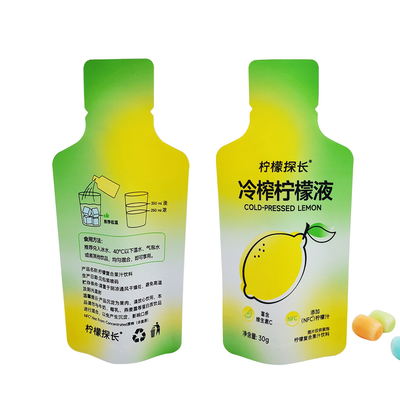 オーダーメイド 印刷 臭いを防げるボトル スタンドアップポック バッグ レモンジュースの飲み物 梱包用 薄膜で囲まれた涙ノッチ