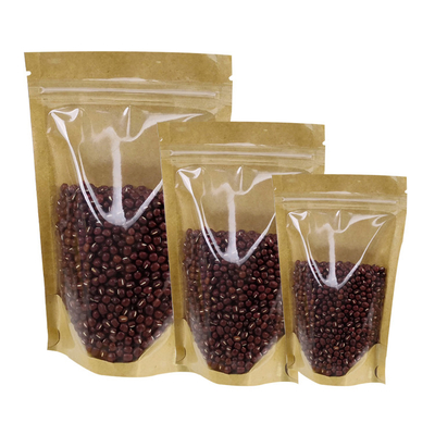 透明 フロント バック スタンド アップ 再封印可能なクラフト紙 食品用 Ziplock バッグ ドライナッツ 茶葉 梱包 保存